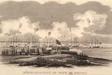 The British attack on Fort McHenry, Baltimore in 1814
