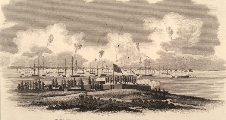 The British attack on Fort McHenry, Baltimore in 1814