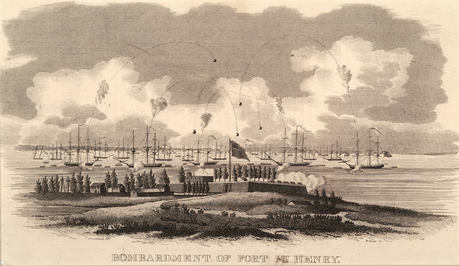 The British attack on Fort McHenry, Baltimore in 1814