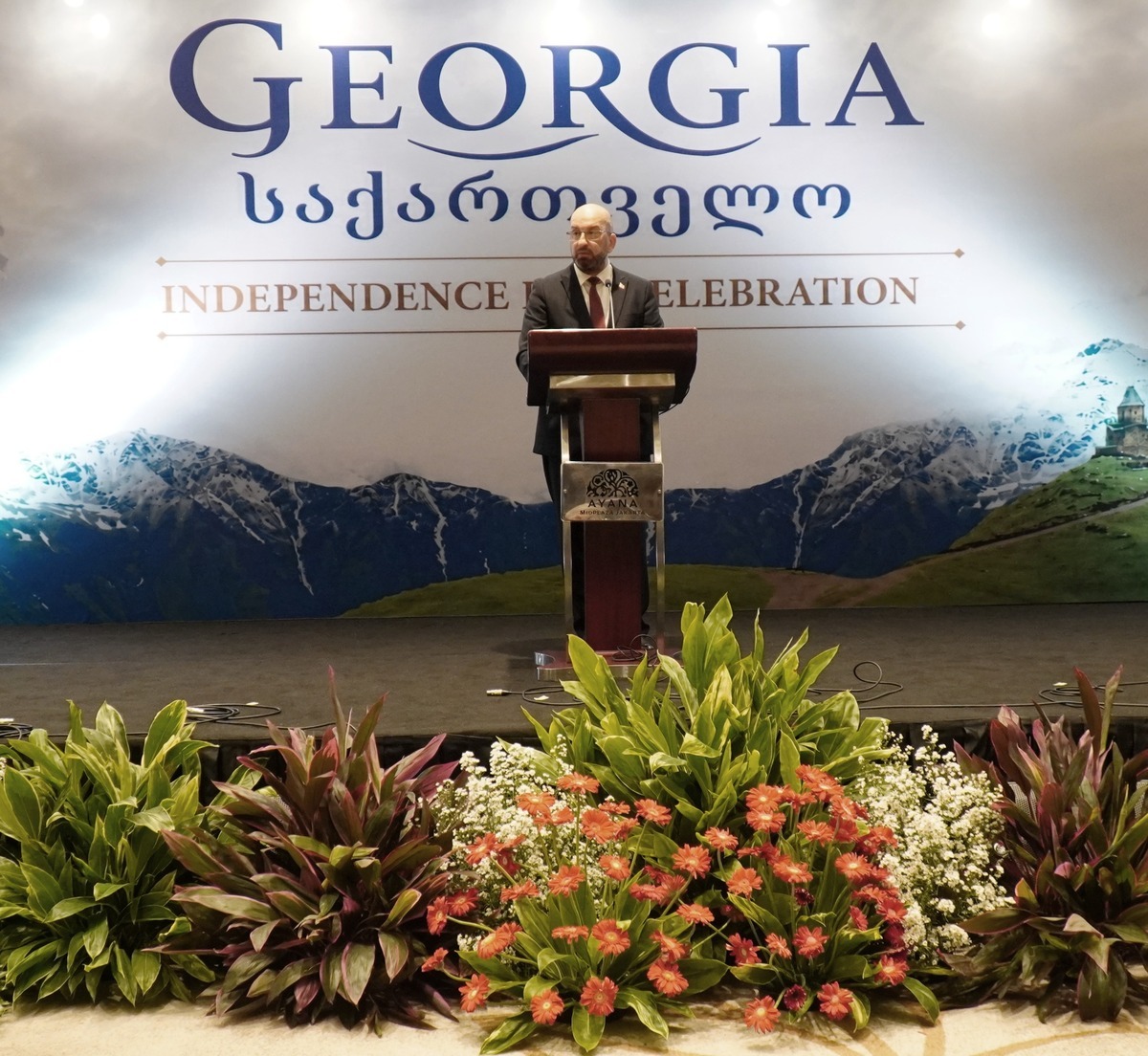 Duta Besar Georgia untuk Indonesia, H.E. Tornike Nozadze memberikan sambutannya ( Foto: Togu Hasiholan)