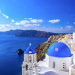 Santorini blue domes Greek - Yunani