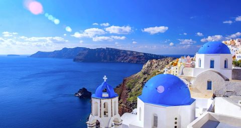 Santorini blue domes Greek - Yunani