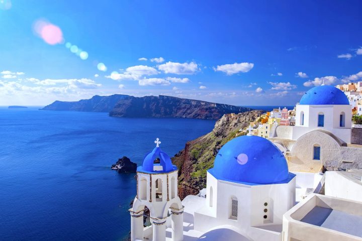 Santorini blue domes Greek - Yunani