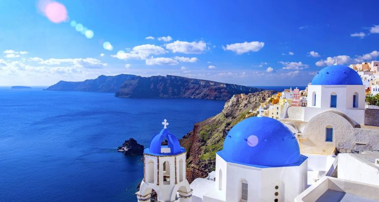 Santorini blue domes Greek - Yunani