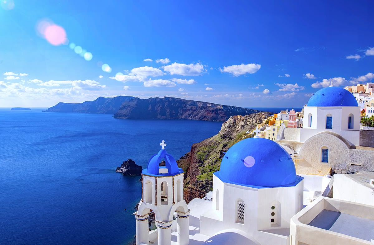 Santorini blue domes Greek - Yunani