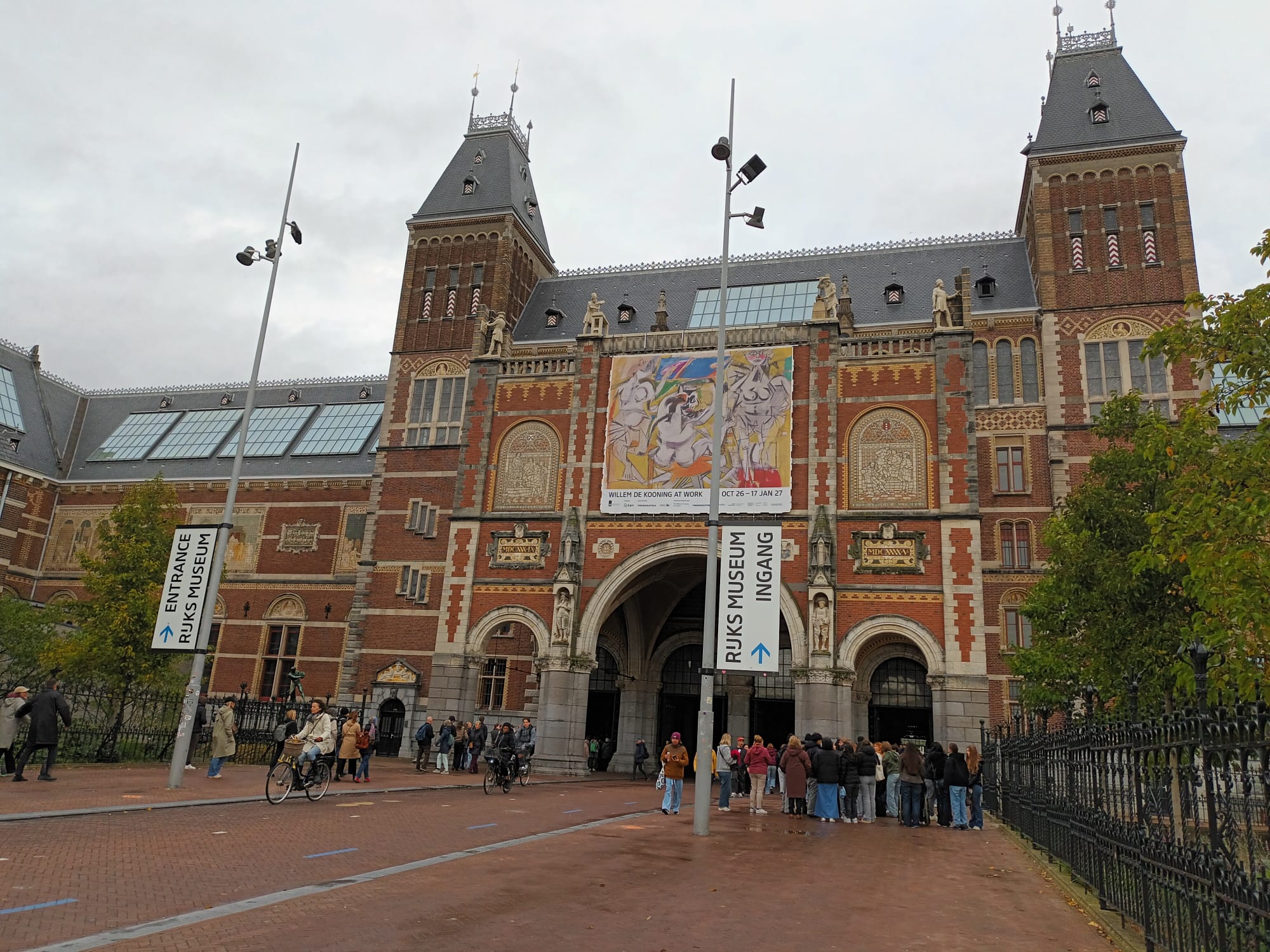 Visitors arrive at the Rijksmuseum, one of Amsterdam’s best-known cultural landmarks